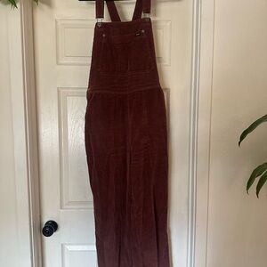 RVCA Succession Corduroy Overalls Burgundy - Size 30